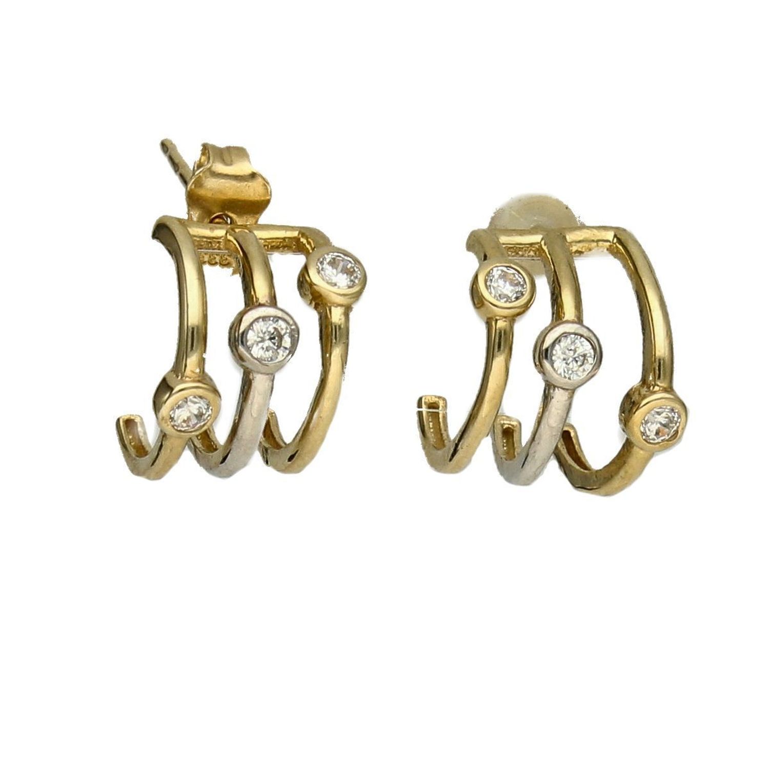 Złote kolczyki 333 'potrójne cyrkonie' KL 6519.jpg